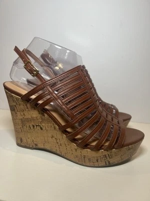 Sandalias de cuña Franco Sarto Sombre de corcho con tiras marrón para mujer talla 9 M Foto 1 de 4