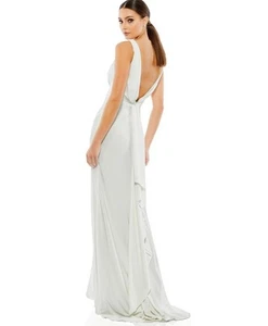 Mac Duggal 12336 Sleveless V Neck Jersey Gown White Special Occasions Size 4 - Picture 1 of 3