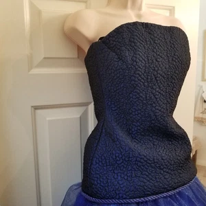 Special Occasion Vintage Victor Costa Brand Quilted Sapphire Blue Corset - Picture 1 of 17