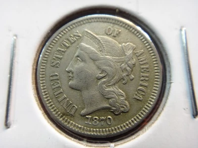 1870 United States Three Cent Nickel 3c - Free S&H USA - Image 1 of 4