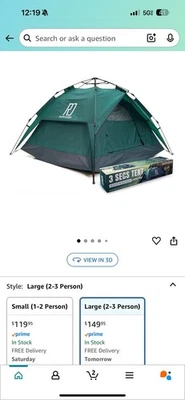 Tienda exterior reactiva - Tienda de campaña de 3 segundos - Tienda emergente instantánea de 3 segundos - Fácil y... Foto 1 de 4