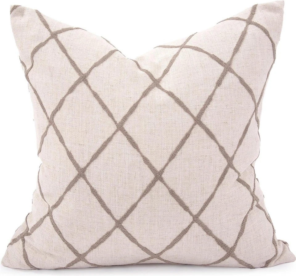 Classic Lyric Pewter Pillow – Traditional Gray Lattice Design - Image 1 of 1