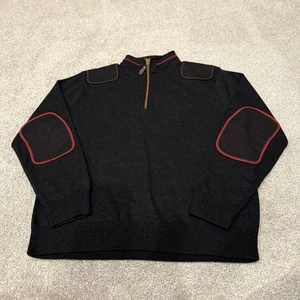 NWT Orvis Men’s Merino Wool 1/4 Zip Sweater Shoulder Elbow Patches Upton Black M - Picture 1 of 8