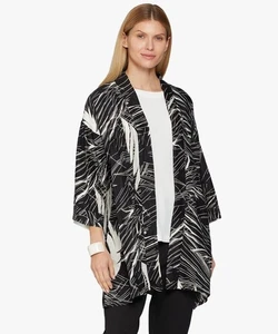 Masai M Josslyn Kimono Jacket Women's  Black White Graphic Bird Print - Picture 1 of 7