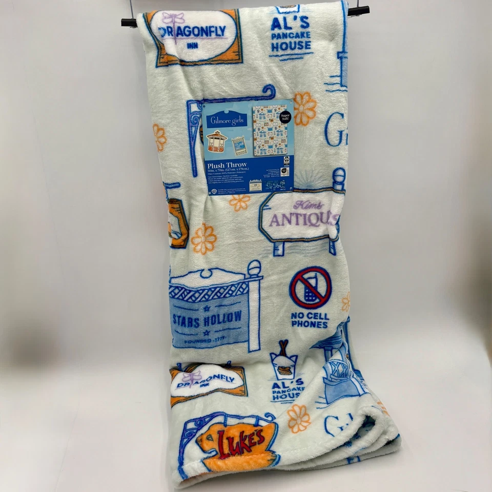 Gilmore Girls Plush Throw Blanket Dragonfly Inn Stars Hollow Luke's - Image 1 of 4