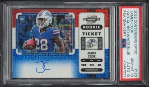 2022 Contenders Optic Red White Blue 123 James Cook /13 RC Rookie PSA 10 Auto 10 - Bild 1 von 2