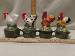 Cajas de baratijas con bisagras de colección - gallo/pollo de porcelana - lote de 4 - Imagen 1 de 6