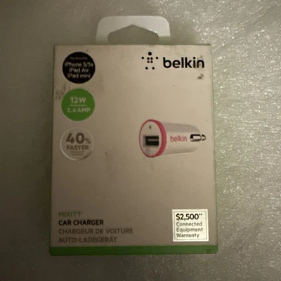 Cargador de Coche Universal Belkin MixIt (12W/2.4 Amp) Puerto USB) Rosa Envío Gratis Foto 1 de 2