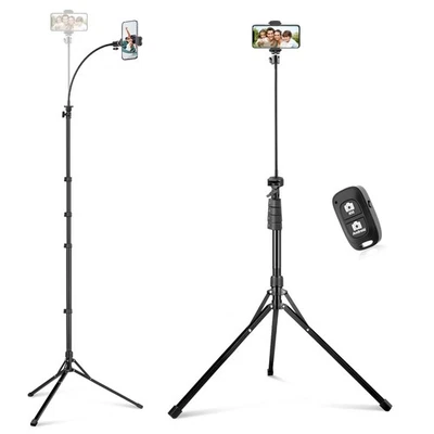 92" Cell Phone Tripod, Selfie Stick Tripod with 16.5" Flexible Gooseneck, Ove... - Image 1 of 4