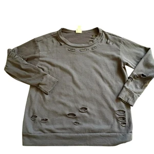 Mossimo Womens Distressed Crew Neck Sweatshirt-Purple-M-Fair - Picture 1 of 5