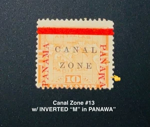 Canal Zone Stamp #13 w/Inverted M in PANAMA Variety (Only 400 Exist) CV$125.00+ - Picture 1 of 4