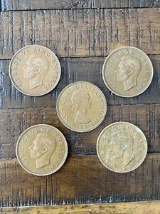 New Zealand One Penny Coins 1943 1951 1952 1958 Bronze King George VI Tui Bird - Picture 1 of 2