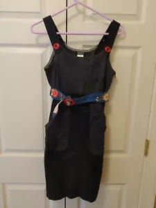 Pulloverkleid Damen Sonia Rykiel dunkelblau Blumen Gürtel Taschen Größe 40/8/M - Bild 1 von 8