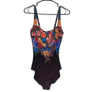 Johnny Was Women's Dark Floral One Piece Swimsuit Plus Size 2X Resortwear Beach - Picture 1 of 7
