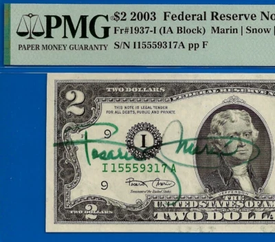 2003 $2 Federal Reserve Note - PMG 66EPQ - Signed by Treasurer Rosario Marin - Image 1 of 3