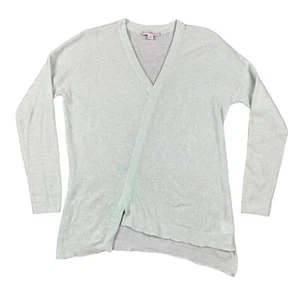 White + Warren Medium 100% Cashmere Green V Neck Pullover Sweater Light Weight - Picture 1 of 12