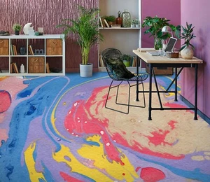 3D Purple Yellow SKE2033 Floor Wall Paper Wall Print Decal Wall Deco Bea - Picture 1 of 5