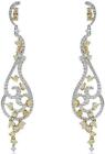 LARGE 5.83CT WHITE & FANCY YELLOW DIAMOND 18KT TWO TONE GOLD 3D HANGING EARRINGS