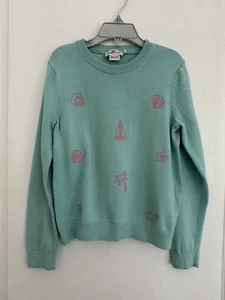 Vineyard Vines Girls Beach Theme Sea Green Crew neck Sweater Size XS 5/6 - Picture 1 of 7