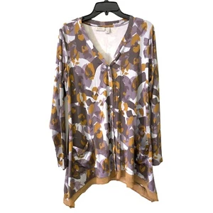 LOGO By Lori Goldstein Tunic Top Small Multicolor Boho Bohemian Button - Picture 1 of 5