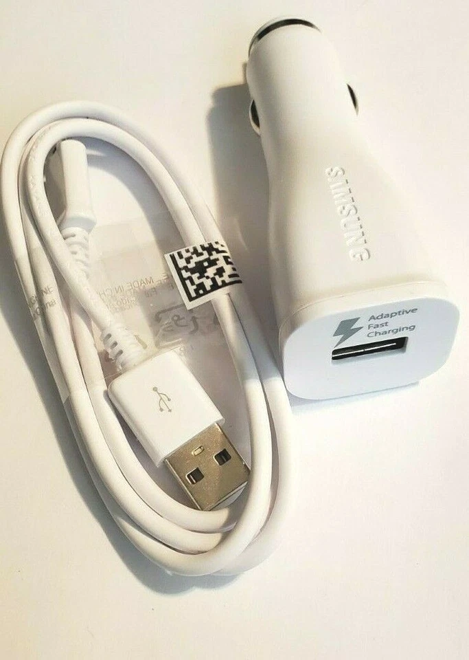 USB Port Samsung Fast White EP-LN915U Car Charger 2 Amp & 2x Micro USB cable