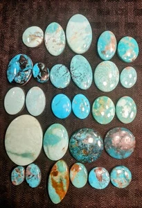 397ct. 27-Turquoise Kingman Sonoran Mountains Cabochons Beautiful Maybe Flaws? - Picture 1 of 20