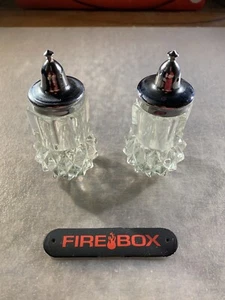 Vintage Indiana Glass Diamond Point Salt & Pepper Shakers - Clear - Picture 1 of 3