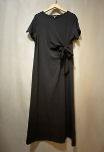 NWOT Rachel Zoe Women Short Sleeve Tied Front Side Slit Midi Dress Size XL Black