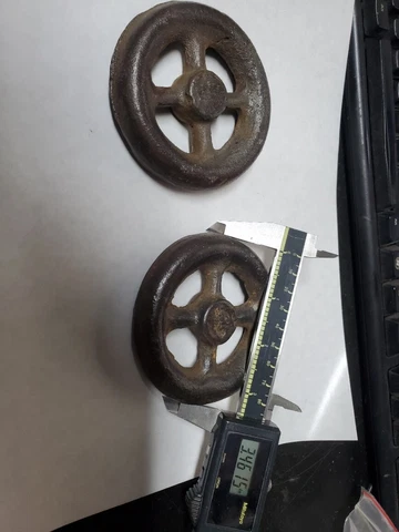 2 Vintage un-machined Valve Handles/wheels/pullies Cast Iron Industrial, models Cover