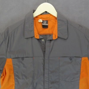 Merrell Mens Shirt Sz Large Short Sleeve Button Up Orange Gray Fishing Hiking - Picture 1 of 9