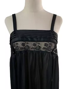 Vintage Nachthemd 70er 70s Goddess schwarz Spitze Maxi Spotlight Co L - Bild 1 von 8