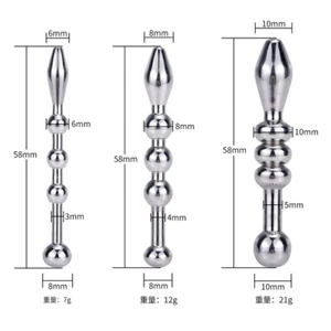 3Sizes Stainless Steel Plug Male Sounding Stretcher Rods For Men Enhancer Device - Picture 1 of 19