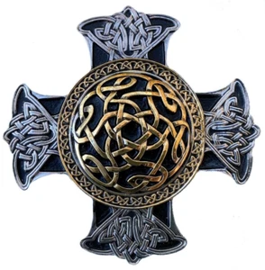 Celtic Cross Gold & Silver Plated Belt Buckle, Medieval, Gift, Dragon Designs - Picture 1 of 4