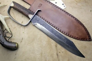 BOWIE KNIFE D-GUAR SABER CIVIL WAR SECESSION CONFEDERATE ARMY CARBON FORGED - Picture 1 of 11