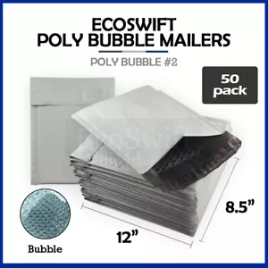 50 #2 8,5 x 12 EcoSwift Poly Luftpolster Versandtaschen gepolsterter Umschlag Versand Versorgung Taschen - Bild 1 von 7