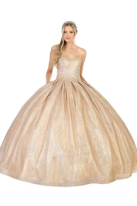 Womens Dresses For Quinceanera Long Sweetheart Strapless Ball Gown Plus Size - Picture 1 of 14