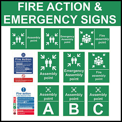 Fire Assembly Point Signs - 5mm Corriboard Plastic Or Stickers -- A5, A3, A2, A1 • 29.99£