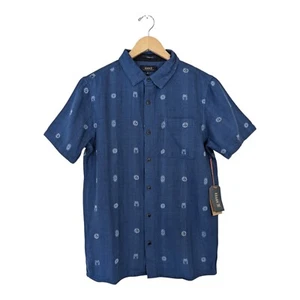 Roark Herren Small Indigo Blau Knopfleiste Hemd Journey Sunburst Dobby RW631 Neu - Bild 1 von 7
