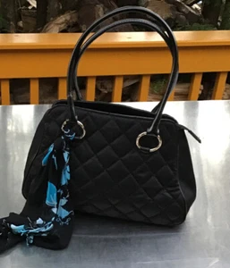 Nine West Womens Black Tote Quilted Bag Purse - Picture 1 of 10