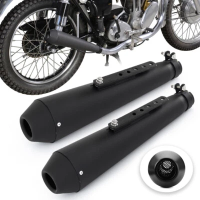 2x 17.5" Universal Motorcycle Motorbike Exhaust Pipe Muffler Fits For Cafe/Racer - Image 1 of 4