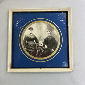 Vintage Wedding Photograph 1885 With Pet Dog (Vintage Reprint?) RARE 6.5" Square - Picture 1 of 9