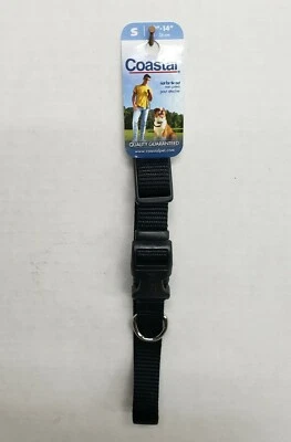 Small Dog Collar Black Coastal Adjustable Nylon Plastic snap - Image 1 of 3