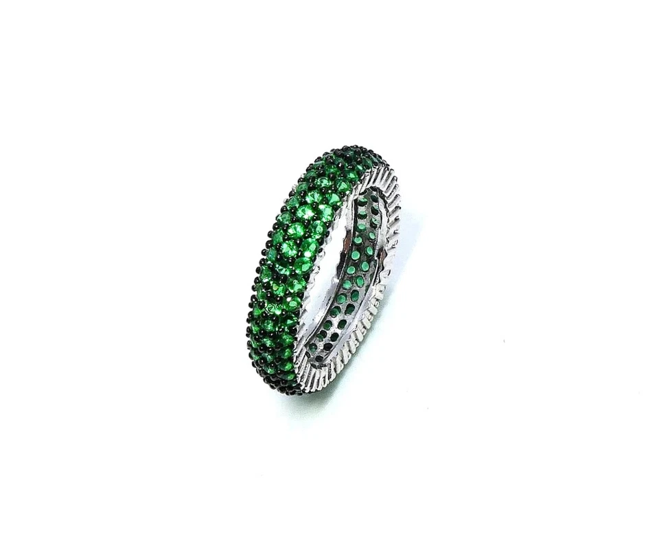 VERETTA A 3 LINEE CON ZIRCONI VERDE IN ARGENTO 925 RODIATO IN ORO 18KT - Immagine 1 di 1