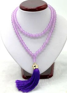 New 8mm Tibet Buddhist 108 Purple Alexandrite Gems Prayer Beads Mala Necklace - Picture 1 of 12