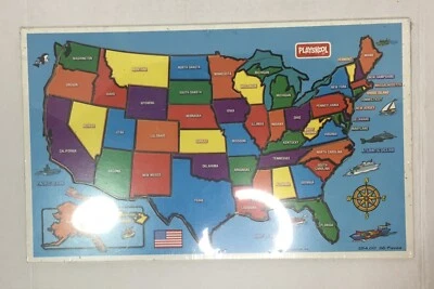 Playskool USA United States Puzzle Map 1997 Inlaid 26 piece Thick Wood  New - Image 1 of 4