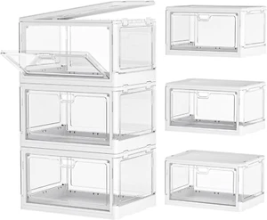 Clear Storage Bin with Lid 3 Pack Stackable & Sturdyplastic Multifunctional Fold - Picture 1 of 12