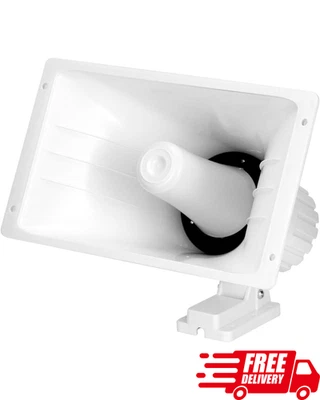 50W 8 Ohm Power Horn PA Speaker, Indoor Outdoor Loudspeaker, Weatherproof White - Image 1 of 4