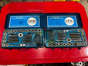 Juegos de grifos y troqueles SAE y métricos de 80 piezas en estuches de metal azul - Imagen 1 de 8