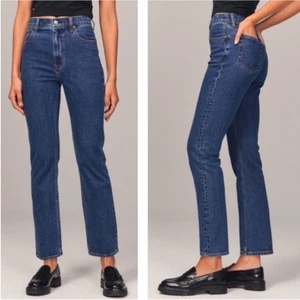 Pantalones de mezclilla Abercrombie & Fitch The Ankle rectos tiro ultra alto Curve Love, 27/4 XS - Imagen 1 de 10