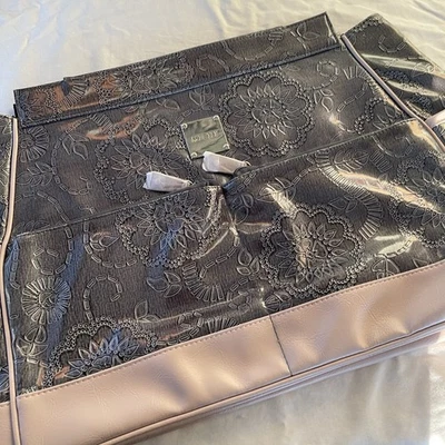 Miche Allison Prima Shell March 2011 Gray Pink Floral Embossed Faux Leather Bag - Image 1 of 4